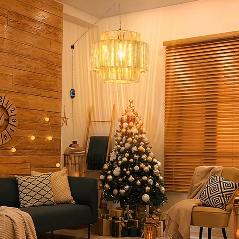 QIYIZM Plug in Pendant Light Hanging Lights with Plug in