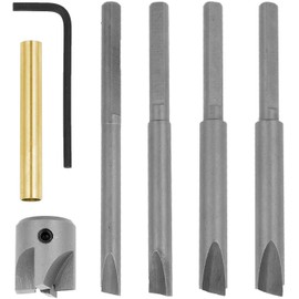 Pen Mill Set, 7 PC Pen Barrel Trimming System with 3/4 inch Cutting Head, 7mm, 8mm, 3/8 inch, 10mm Pilot Shafts, 0 Size Adaptor Sleeve and Hex Key Wrench, Pen Barrel Mill Trimmer Set by Pen Kit Mall