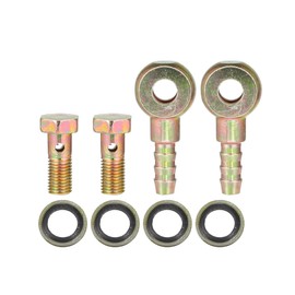 X AUTOHAUX Banjo Bolt M8x1 Banjo Hose Barb Bolt Fitting Brake Line Fitting Adapter with Copper Washers for Motorcycle Car (Set of 2) for Car