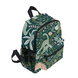 Cute Toddler Backpack Dinosaur and Tropical Leaves Mini Travel Bag for Baby Girl Boy Age 3-7