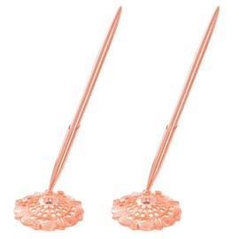 jiebor 2Pcs Rose Gold Wedding Pen and Metal Pen Stand Holder Set Signing Desk Ballpoint Pen for Guest Book Bridal Teacher Wedding Engagement Graduation Business Home Office Gift Supplies Black Ink
