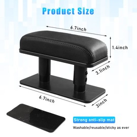 Suvnie Car Elbow Support Pad, Adjustable Height Armrest Rest Pad for Auto Door, General PU Leather Automotive Central and Side Booster Pad for All Seasons, Universal Car Accessories (Black)