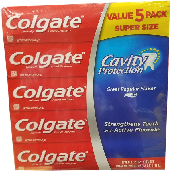 Colgate Cavity Protection, 8 Ounce (Pack of 5)