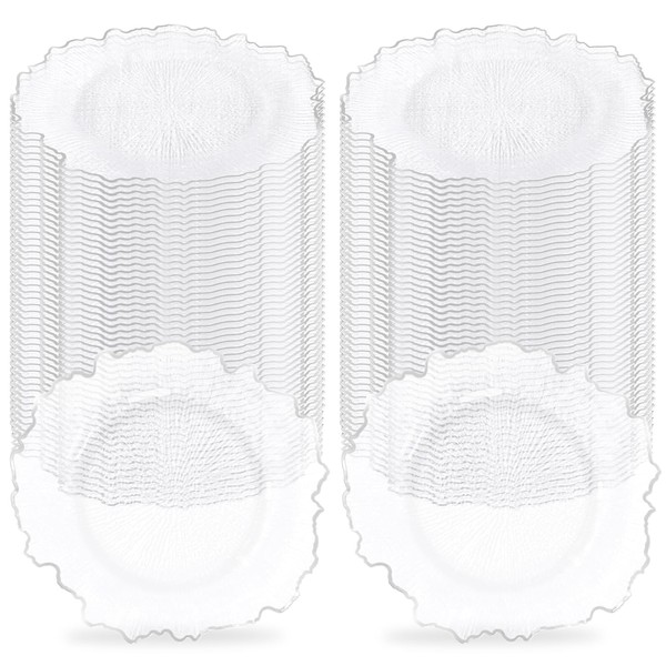 Tomeurperf 100Pcs Clear Charger Plates Bulk Wedding - 13" Premium