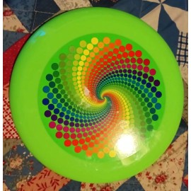 Play Day Frisbee Green Spiral 9” Flying Disc Pet Play Day Athletic Sports Polka Dots