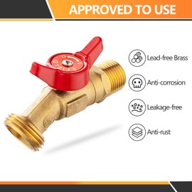 HeSun 2-Pack Outdoor Hose Bibb Faucet/Valve,1/4-Turn Brass Sillcock Garden Spigot,3/4" Male NPT Inlet x 3/4" Male Hose Thread (GHT) Outlet,Red