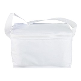 Thermal Insulated Portable Cool Canvas Stripe Lunch Picnic Totes Carry Case Bag (Small, White)
