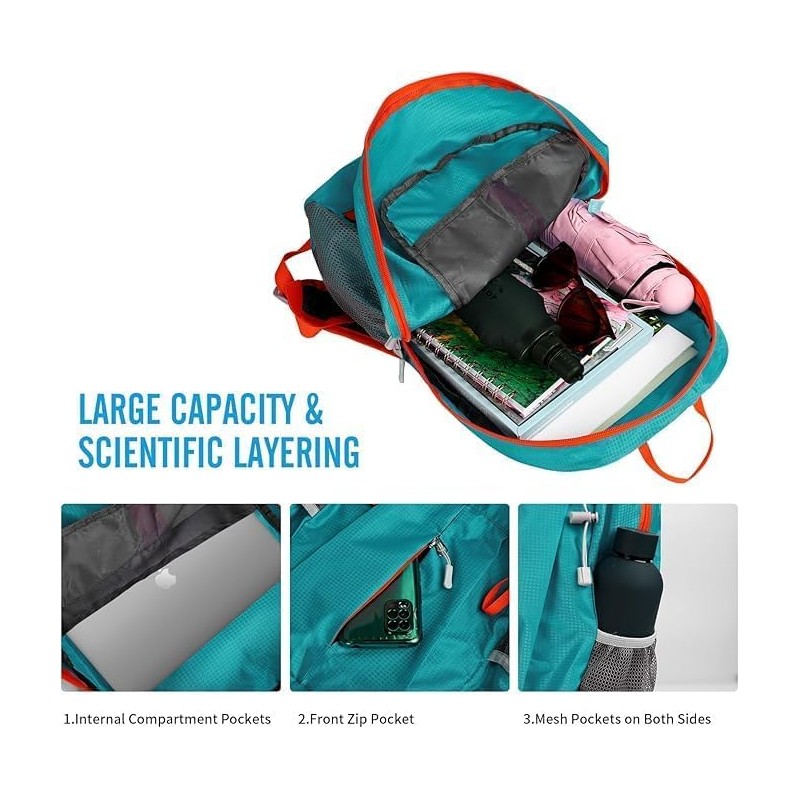 Mochila Senderismo, Mochila Plegable 40L, Mochila de Viaje