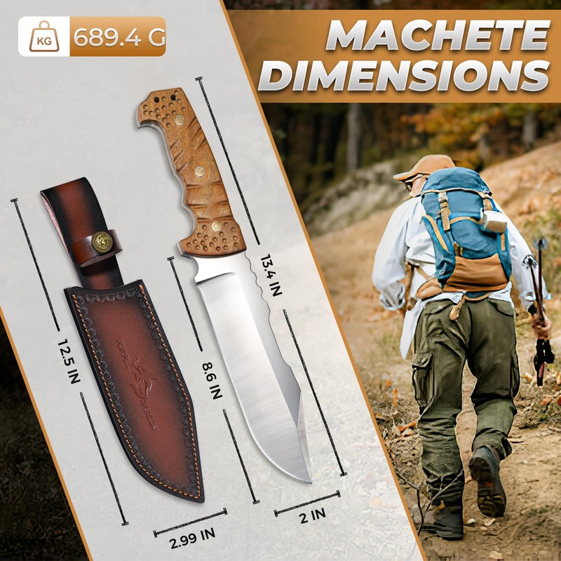Purple Dragon Heavy Duty Machete for Cutting Trees-Fixed Blade Knife