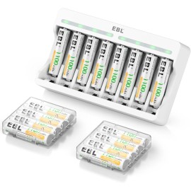 EBL 16x AAA Rechargeable Batteries Triple A 1100mAh NiMH +AA AAA Battery Charger