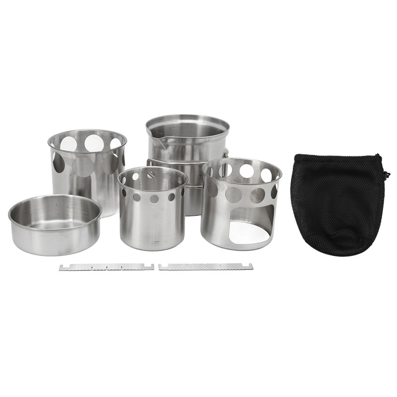 Stainless Steel Cookware Set Portable Camping Stove Cooking Pot Set