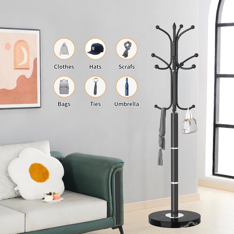 Snaikor Metal Coat Rack Freestanding, Sturdy Coat Rack Stand with