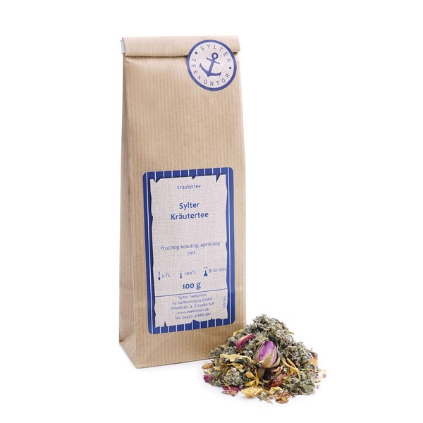 Kräutertee lose Sylter Himbeerblätter, Hagebutten, Brennnesselblätter, Brombeerblätter, Rosen, Apfel, Heideblüten,