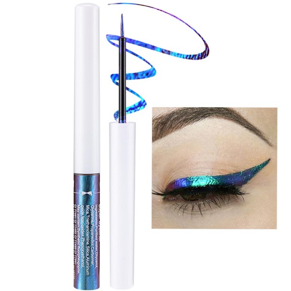 HERBENJOY Chameleon Eyeliner,Metallic Liquid Eyeliner Blue Changing Long-lasting Holographic Glitter