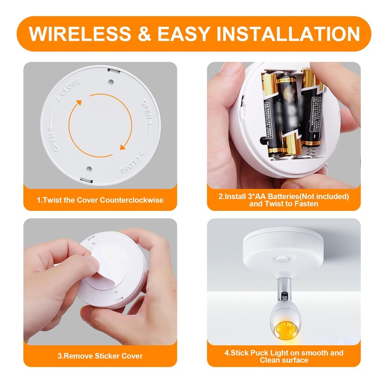 HFCDL Battery Operated Spotlight Indoor with Remote Warm/Neutral/Cool White 3-Mode