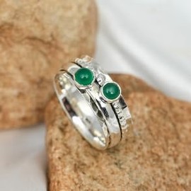 JEWELSTREZORO Onyx Edelstein Spinnerring 925 Sterling Silber Spinner Männer & Frauen Meditationsring Alle Größen Handarbeit Jewerly TSR155K_51 (16.2)