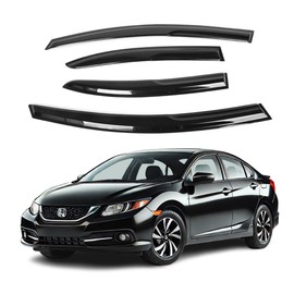 Fits Honda Civic 2006 2007 2008 2009 2010 2011 Acrylic Safe Smoke Window Visor Set - Sun, Rain, and Vent Protection, 4-Piece Window Deflector Guard Kit 2mm-Thick