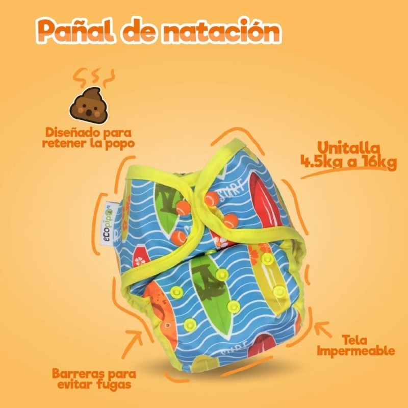 2 Pack Pañal De Natación Unitalla Reutilizable Para Bebé