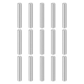 HARFINGTON 15pcs Dowel Pins M4(4mm) x 25mm 304 Stainless Steel Cylindrical Shelf Support Peg Pin Rod Fasten Elements for Metal Devices Wood Furniture DIY Installation, Silver