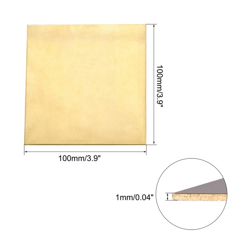 TOP-VIGOR 1Pcs H62 Brass Sheet 100mm x 100mm x 1mm,