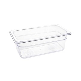 Vogue U237 Polycarbonate 1/4 Gastronorm Container, 2.4 L Capacity, 265 mm L x 162 mm W x 100 mm H, Clear
