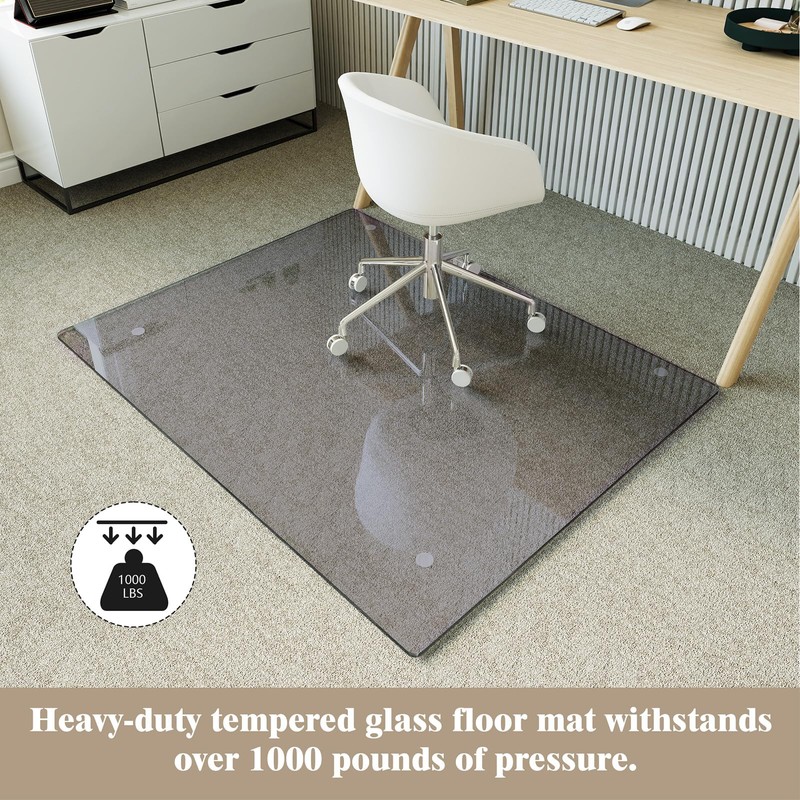 Koonmi Tempered Glass Chair Mat for Hardwood Floors & Carpets,