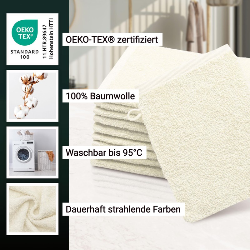 Zollner Set of 10 Flannels, Cotton, 16 x 21 cm,
