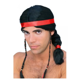 California Costume Collections Native American  Brave Wig Blk Braided Ponytail Synthetic Hair Costume Wig