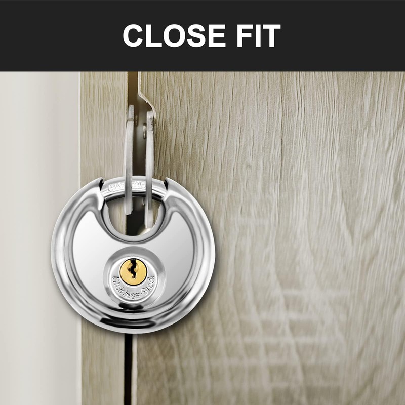 Vervida® Keyed Padlock Stainless Steel Disc Lock with 3 Keys,
