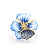 Santuzza 925 Sterling Silver Orchid Ring Blue Spinel Enamel Blue