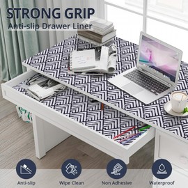 TEFOMIA Grip Shelf Liners, Non-Slip Drawer Protector Liner, Non Adhesive Shelves Mat Thickened Plastic Protection for Kitchen Cabinets Cupboards Dresser Pantry Bathroom Office, 11.8in x 10ft