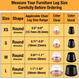 16 Pcs New Small Chair Leg Protectors for Hardwood Floors, Silicone Chair Leg Floor Protectors, Chair Leg Caps Covers Protect Wooden Floors from Scratching, Thick, Won't Tear