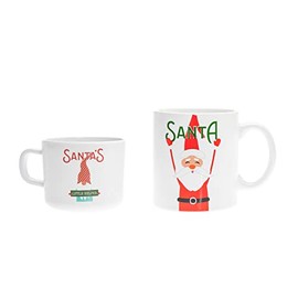 Godinger Coffee Mugs, Hot Beverage Cups, Santa, Christmas Decorations, Holiday Decor, Set of 2