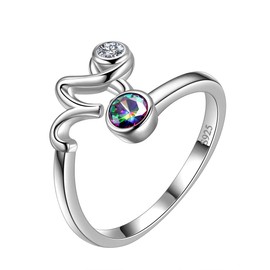 Aurora Tears Capricorn Zodiac Rings Women 12 Constellation Horoscope Sign 925 Sterling Silver Mystic Rainbow Topaz Astrology Star Adjustable Birthday Gifts Fire Topaz Present DR0087M