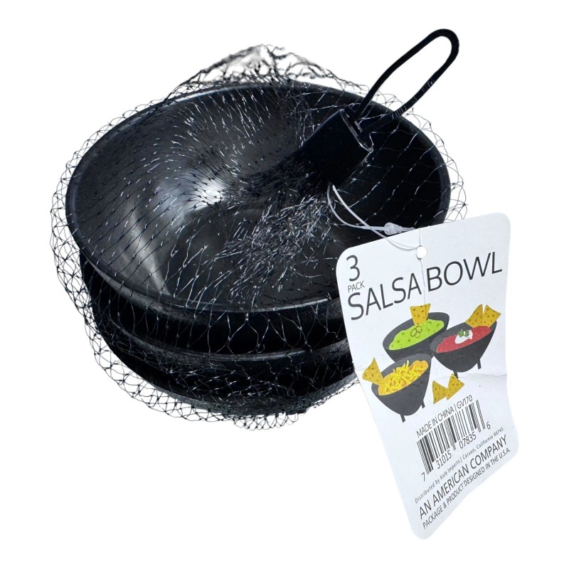 kole 3PCS Salsa Bowl Set Plastic Mexican Molcajete Chips Guacamole