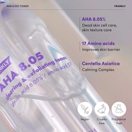 FRANKLY Tónico Aha 8.05% - Exfoliar, Renovar y Refinar Ácido Glicólico y 17 Aminoácidos Apunta La Descamación, Los Poros y La Sequedad 3.38 Fl.Oz.
