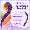 Purple Braided Ponytail Pre-Braided Synthetic Hair 30Inch Easy Tie-on