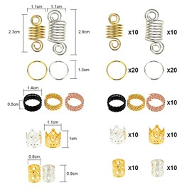 Jetec 130 Pieces Metal Hair Cuffs Hair Braiding Beads Aluminum Dreadlocks Hair Decoration Accessories with Storage Box