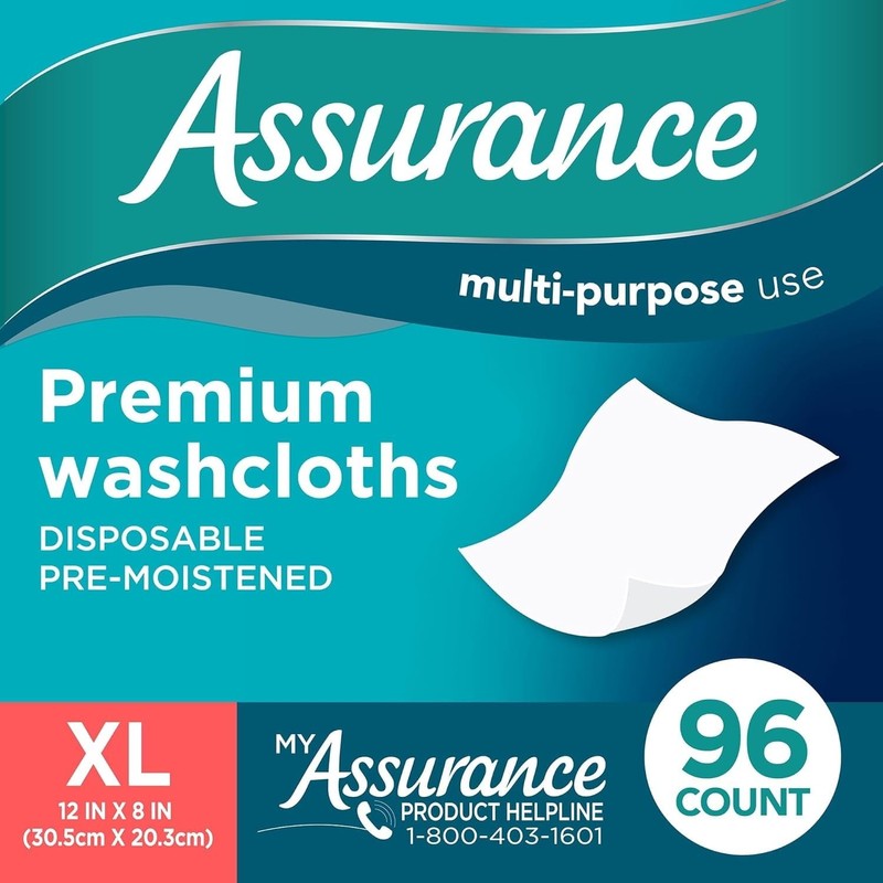 Assurance Wipes for adults - Premium Disposable Washcloths XL 96