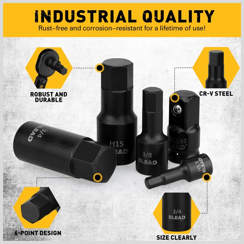 36-Piece One-Piece Hex Bit Socket Set includes Socket Adapter, 1/4",