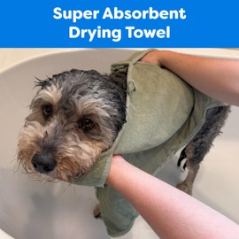 SPOT Clean Paws Chenille Microfiber Dog Towel, Super Absorbent with Corner Hand Pockets, Dries Wet Paws & Body Fast, Machine Washable, 30 x 16 in, Assorted Colors