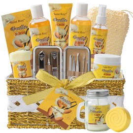Bath & Body Gift Set, 19pcs Vanilla & Honey Almond Scents Bath Gift Baskets Home Spa Gift, Bath Spa Kit For Women and Men Luxury Home Spa Bath Gift Basket, Skin Care Gift Set, Spa Gifts, Pamper Gifts