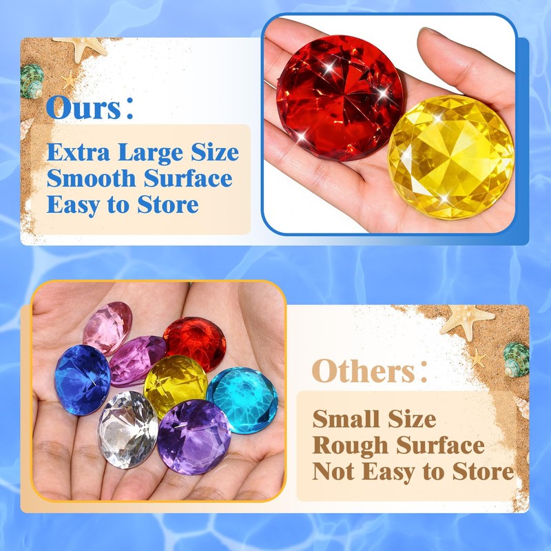 6 Pcs Extra Large Diving Gem Pool Toys for Kids