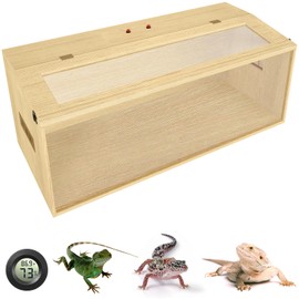 80 Gallon Reptile Terrarium Tank, Large Snake Enclosure, Lizard, Leopard Gecko Tank with Openable Roof Door, Lockable Bearded Dragon Tank, (Wooden, 48" L x 20" W x 20" H)
