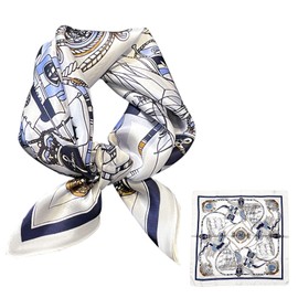 Cyiecweu Women's Silk Scarf, Lightweight Silk Scarf, Bandana, Neckerchief, Headscarf, Elegant Scarf, Gift for Women/Mother/Grandmother, darkblue