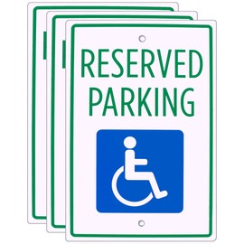 Handicap Parking Sign – 18" x 12" Aluminum Safety Warning Sign (3-pack) For Parking Lots, Private Driveways, & Businesses