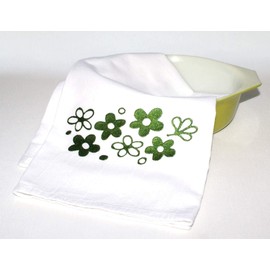 Embroidered Flour Sack Towel - Vintage Pyrex Pattern - Spring Blossom - 26 inch x 26 inch - Kitchen Dish Towel - Handmade by Green Acorn Kitchen