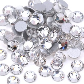 Towenm 720 Pieces Flatback Crystal Rhinestones, SS20 4.8mm Glass Flat Back Crystals for Craft Clothes Nail Face Art, Non Hotfix Round Flatback Loose Gemstones (Crystal Clear/White)