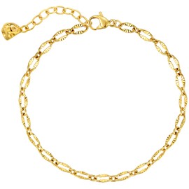WEARON Gold Bracelet for Women 14K Gold Plated Cable Chain Link Bracelet Simple Dainty Jewelry