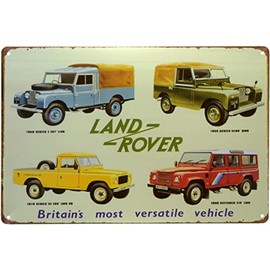 CDecor Land Rover Vintage Metal Tin Sign Wall Poster Decorative Tin Sign for Coffee Bar Film Gift Wedding Birthday